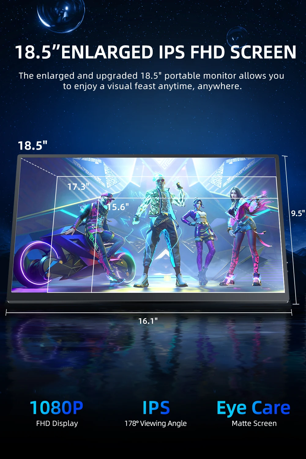 UPERFECT 18.5 ġ 100Hz ޴ Ʈ  1080P IPS HDR  ÷ USB-C Mac PC Xbox PS4/5  HDMI   ° ȭ