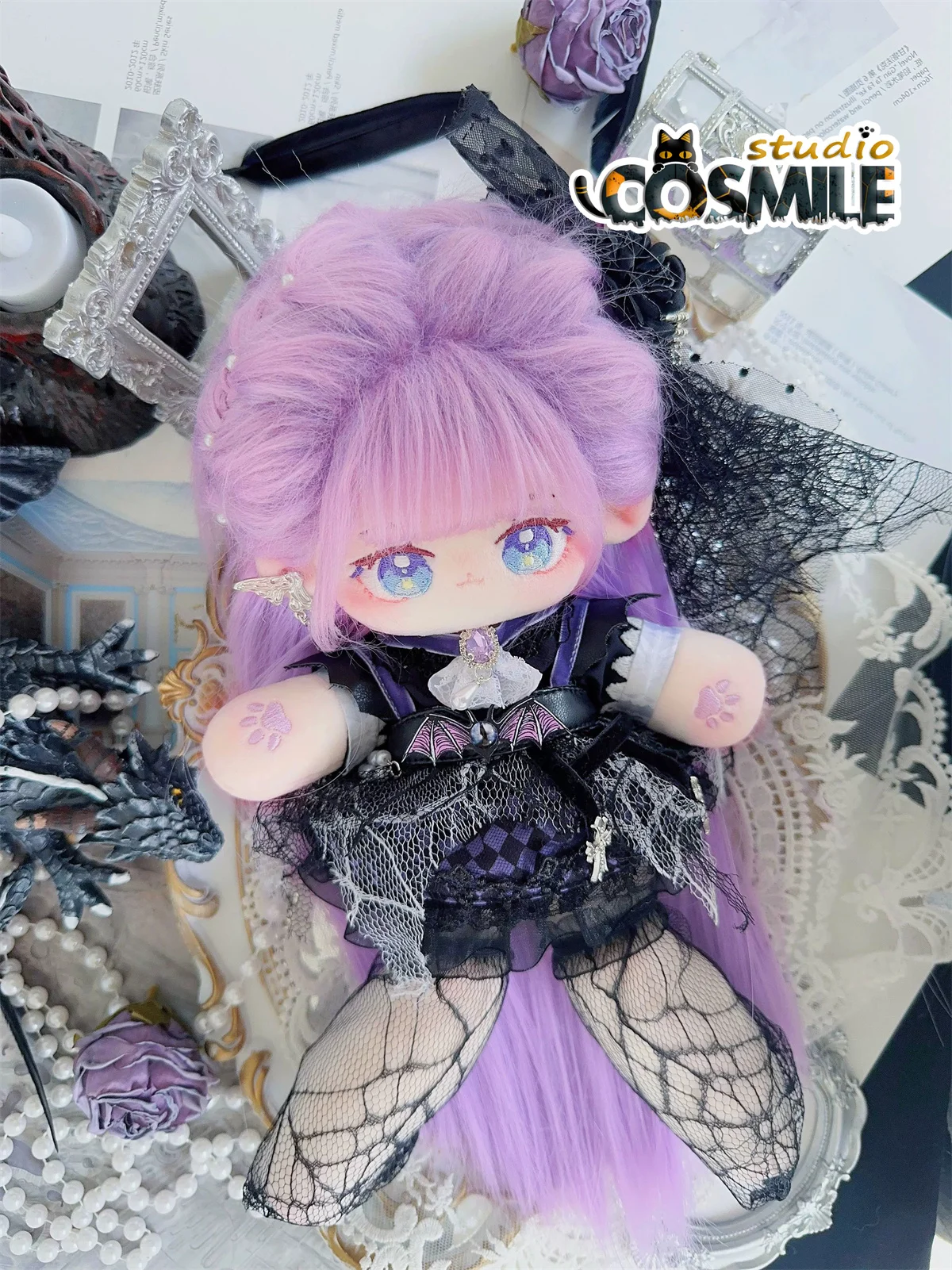 

Star Idol Harajuku Witch Night Party Subculture Black Dress Stuffed Plushie 20cm 25cm 30cm Plush Toy Doll Clothes Clothing YM