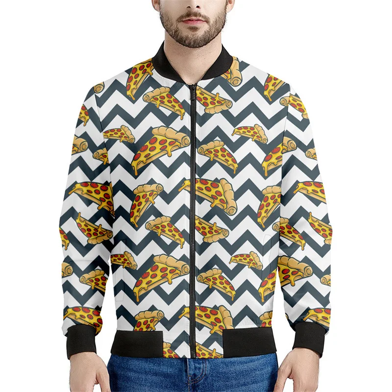 thumbnail image 1 of Chaqueta con cremallera y estampado de pizza con salchichas picantes italianas para hombre, sudadera informal de manga larga con estampado 3D de comida, abrigo de calle, chaquetas holgadas, 1 of 5
