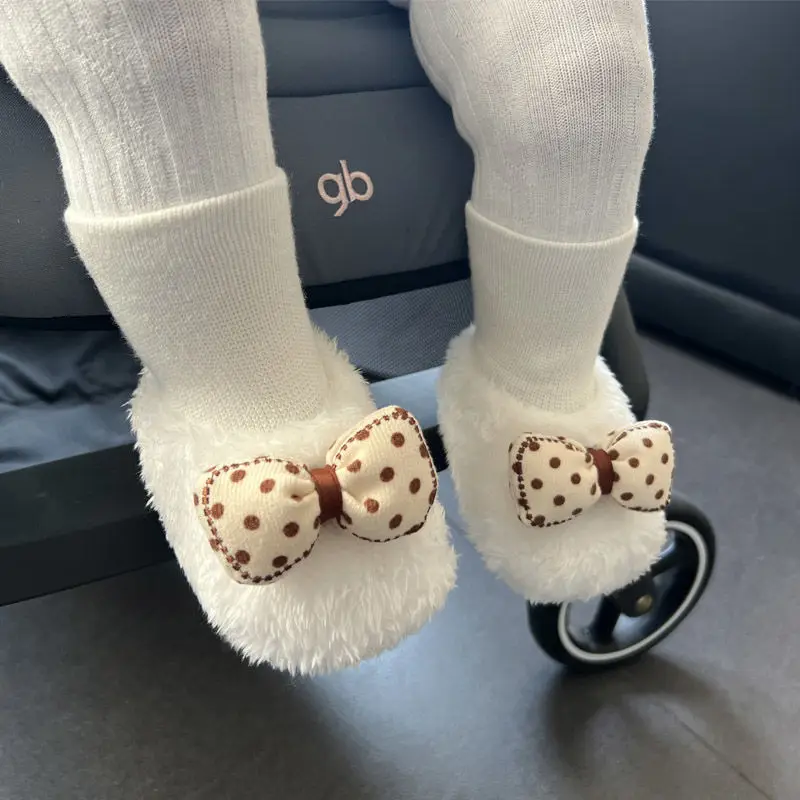 Autumn Winter Newborn Baby First Walker Fleece Warm Sneakers Soft Soled Anti-slip Shoes Toddler Cartoon Floor Socks Kids Boots 5