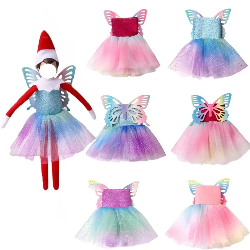 4 Styles of Butterfly Skirts Christmas Pattern Style 11.5Inch Barbis&30Cm Elf Doll Clothing Accessories,Girl's Toy Gift