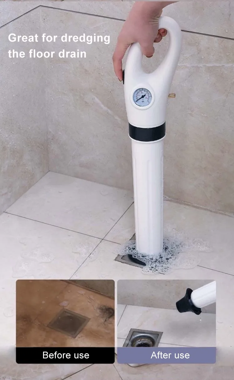 Sewer Dredge Clogged Toilet Plunger Drain Ununplug Sewage Pipe Dispenser High Pressure Air Drain Cleaner Pneumatic Ununstopper