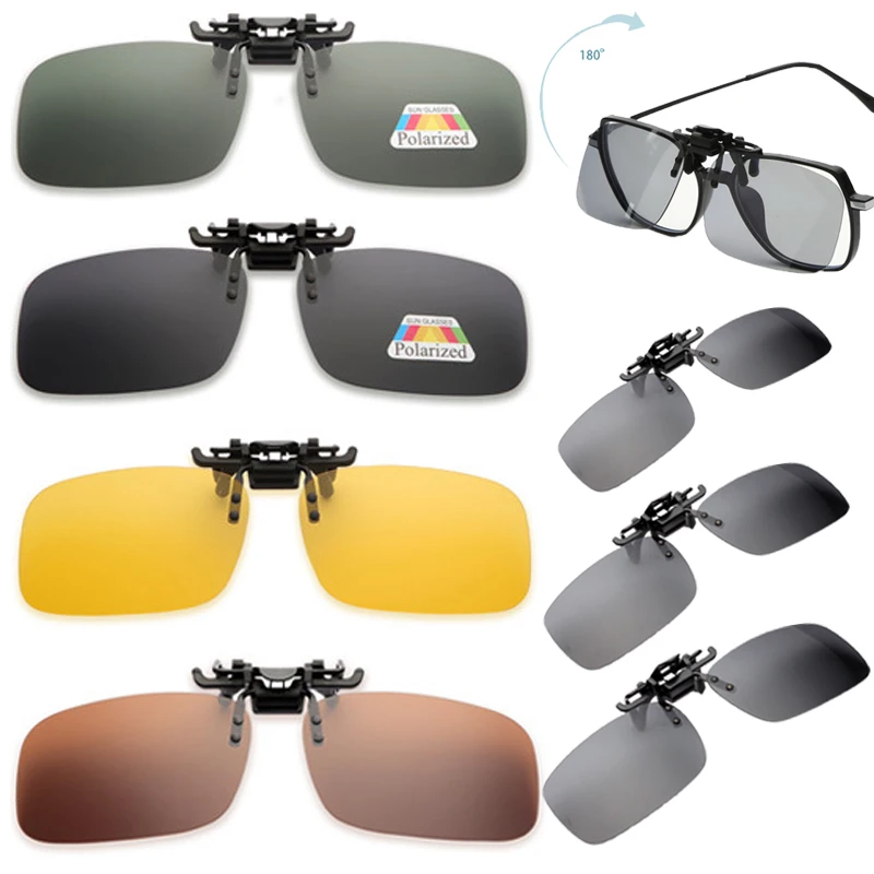 Car Polarized Sunglasses Night Safety Driving Glasses Clip On Flip Up Night Vision Anti-glare Driver Goggles polarized sunglasses night vision sunglasses driving glasses anti glare sunglasses
