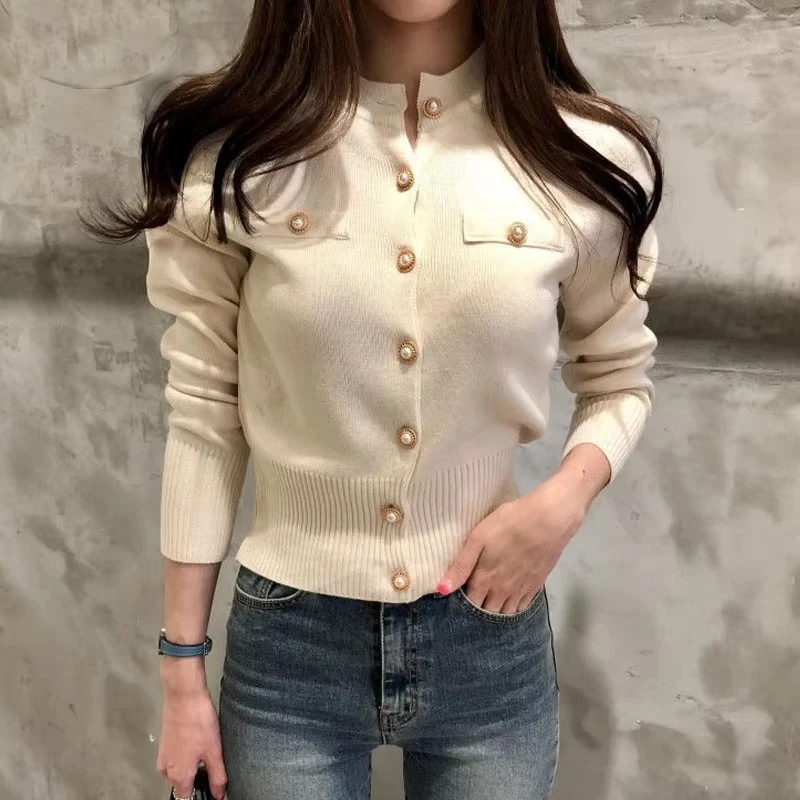 2025 Autumn Long Sleeve Fashion Women Cardigans Sweater Knitted Coat Short Casual Single Breasted Korean Slim Chic Ladies Tops 6