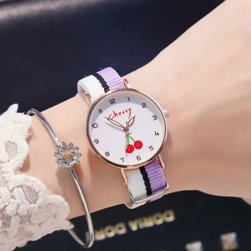 

Fashion Simple Women Watches Luxury Quartz Bracelets Stainless Steel Dial Casual Bracelet Ladies Watch Fabric Belt for Girl