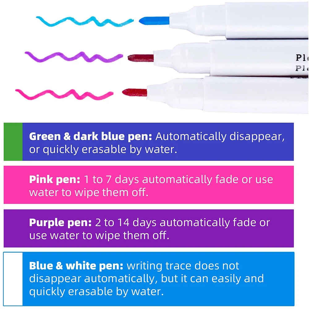 6 Color Water Soluble Erasable Marking Pens&1Pcs Gauge Sewing Measuring  Tool&Tape Measure for Sewing Fabric Markers