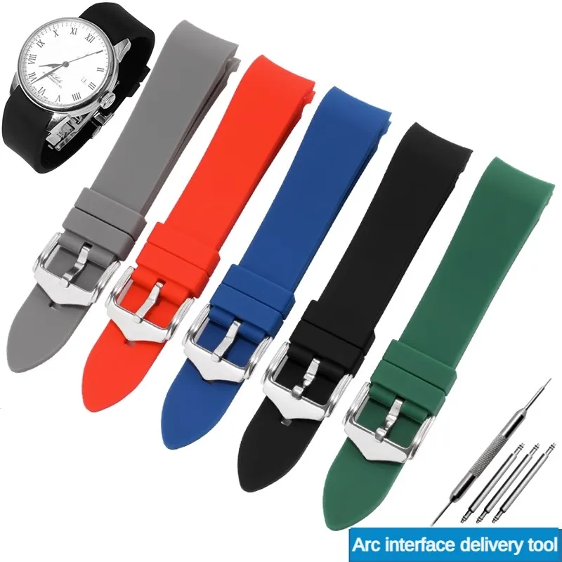 Universal Waterproof Silicone Watch Strap 18/19/20/21/22/24mm Curved Interface Rubber Watchband