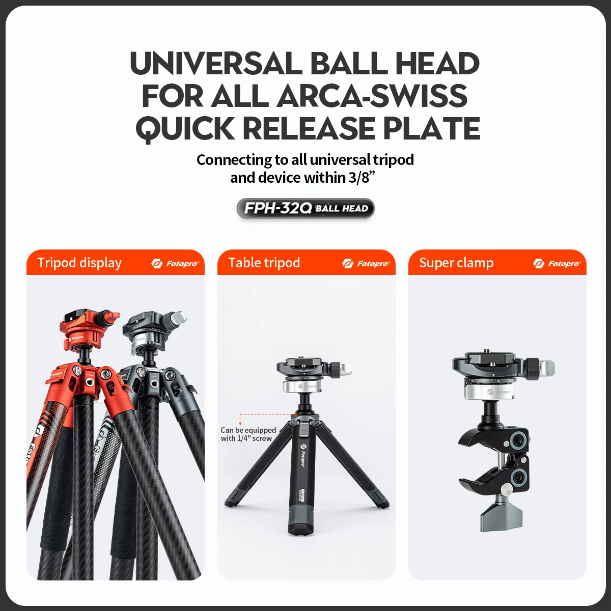 Fotopro Inverted Ball Head with Flip Lock Design Lightweight Panoramic Tripod Ball Head for X-Aircross 3 Lite