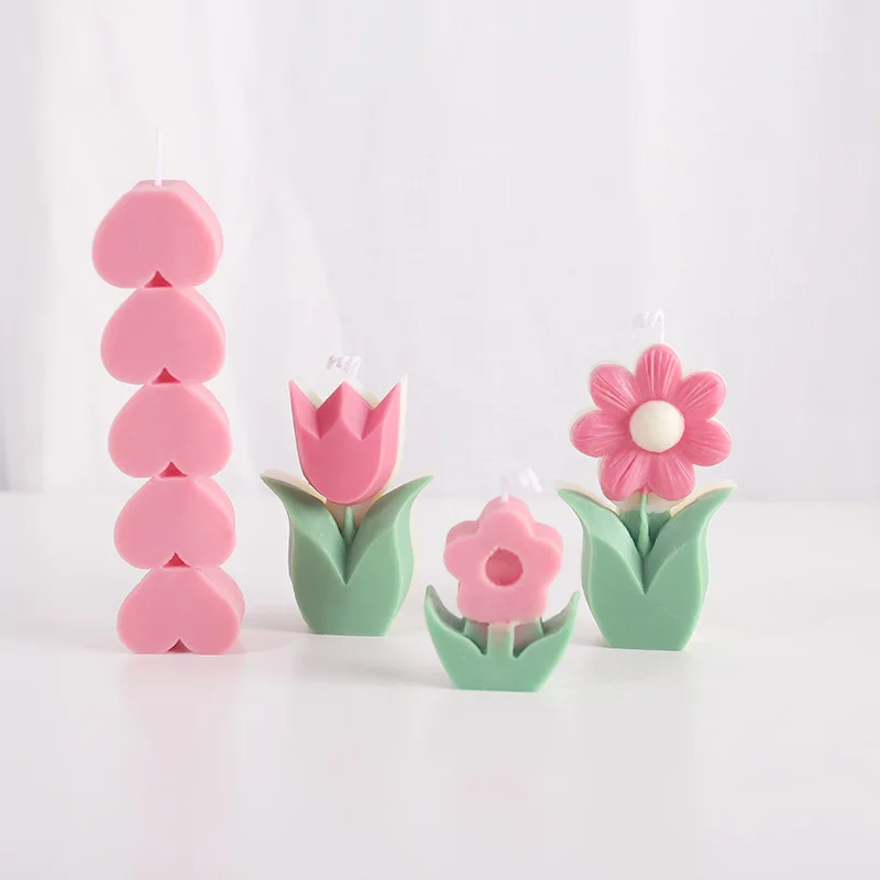Flower Aromatherapy Candle Silicone Mold 3D Flower Shape Candle Mould DIY Tulip Mold Resin Soap