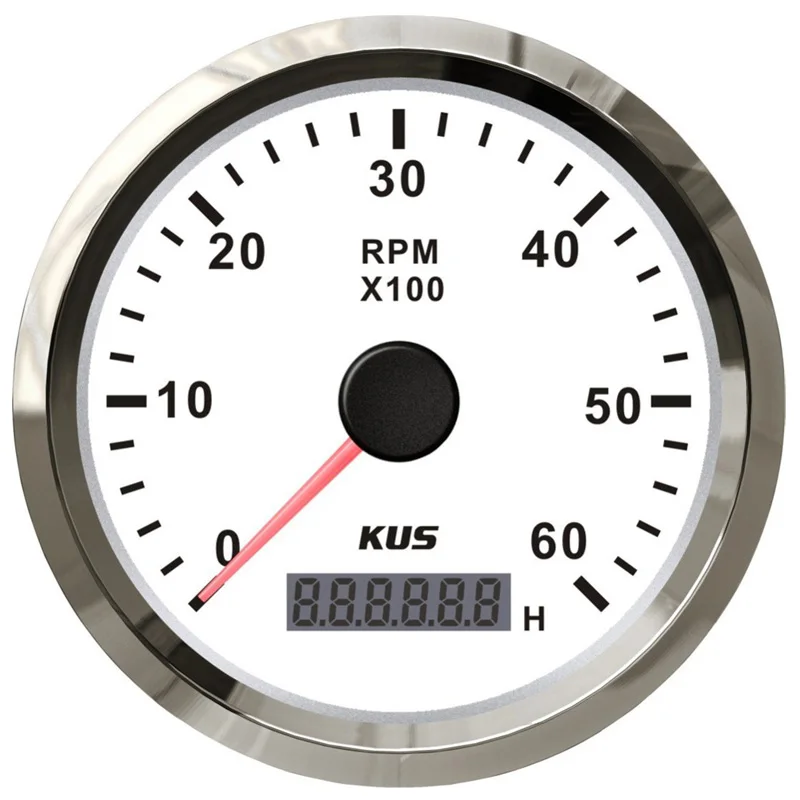 

Free Shipping Kus 0-6000RPM Auto Tachometers Marine Revolution Meters 85mm 12v/24v with Red Backlight 1-300 Speed Ratio RPM