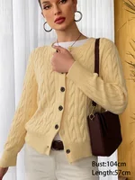 New Fashion O Neck Long Sleeve Cardigan Woman Sweater Casual Loose Elegant Women's Sweaters Coat Autumn Winter Lady's Outwear