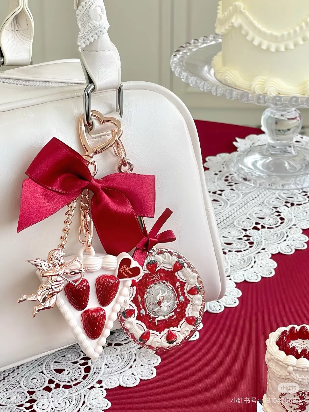 Makeup Mirror Magnifying Mirror Hand Holding Mirror Flower Know Strawberry Cupitt Mini Mirror Red Mirror Balm Pendant