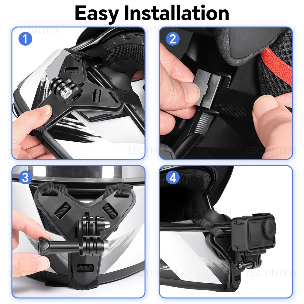 Motorcycle Helmet Chin Strap Mount for GoPro Hero 13 12 11 10 9 8 DJI Osmo Insta360 SJCAM SJ4000 AKASO Action Camera Accessories 2