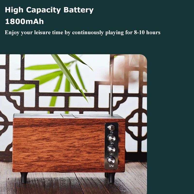 Portable Nostalgic Retro FM Radio Wooden Vintage Radio Receiver Wireless Subwoofer Bluetooth Speaker Sound Bar Supports TF Card