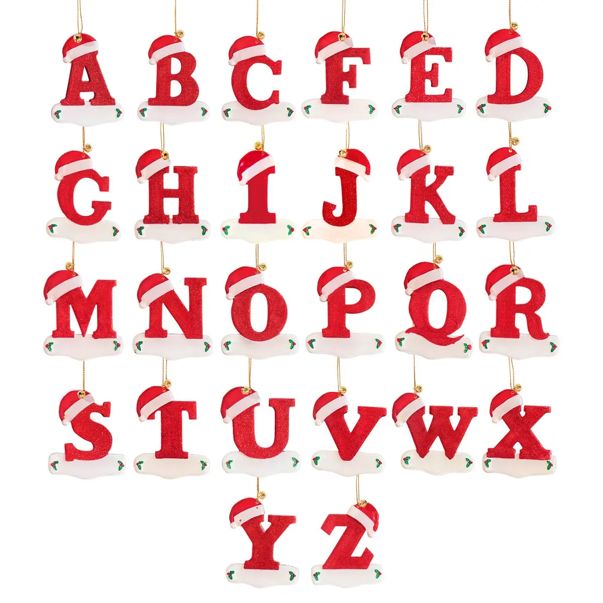 

A-Z Cartoon Christmas Hat Letters Acrylic Pendants for Xmas Tree Merry Christmas Decoration 2023 for Home Navidad Natal Noel