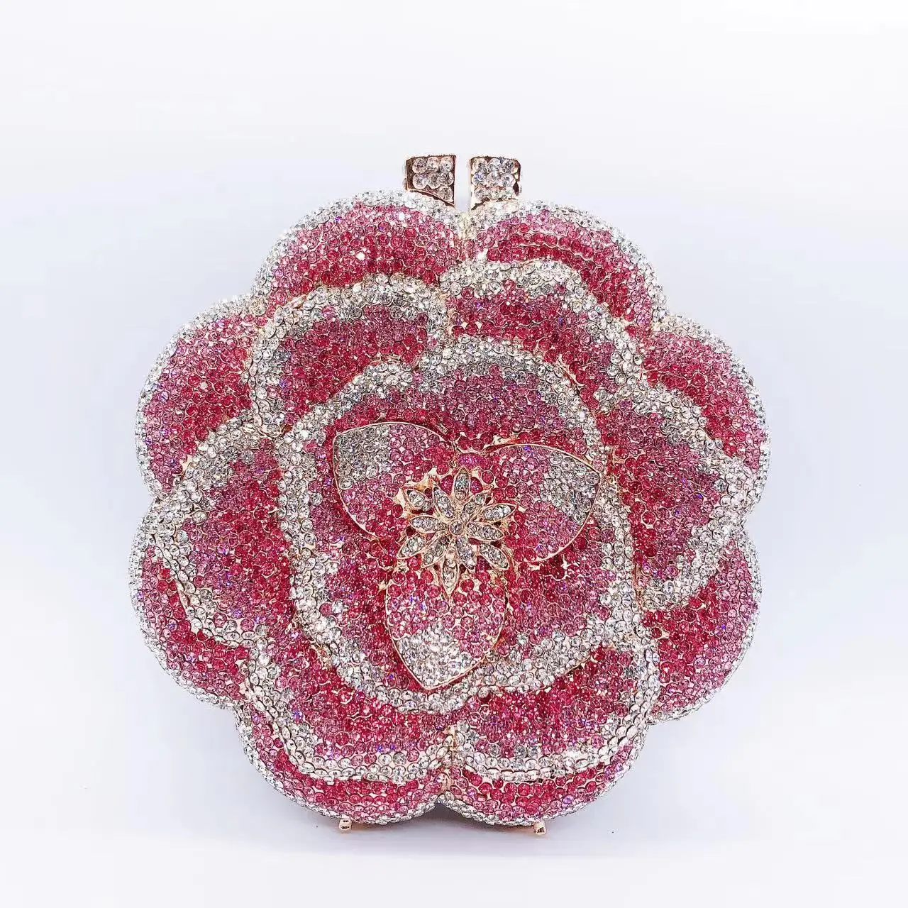 Rose Flower Pink/Green Rhinestones Evening Clutches Women Floral Yellow ...