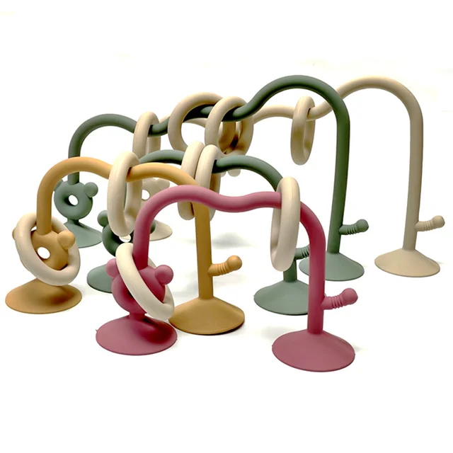Bébé puzzle enroulement perles jouets silicone meulage jouets visuels pour les enfants peuvent roer éducation précoce enroulement perles ventouse jouets 1
