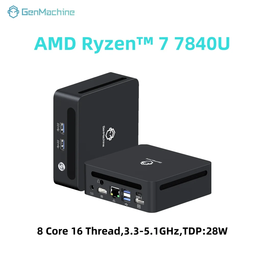 GenMachine AMD Ryzen 7 7840U Mini PC 5.1GHz 28W 8 Core 16 Thread