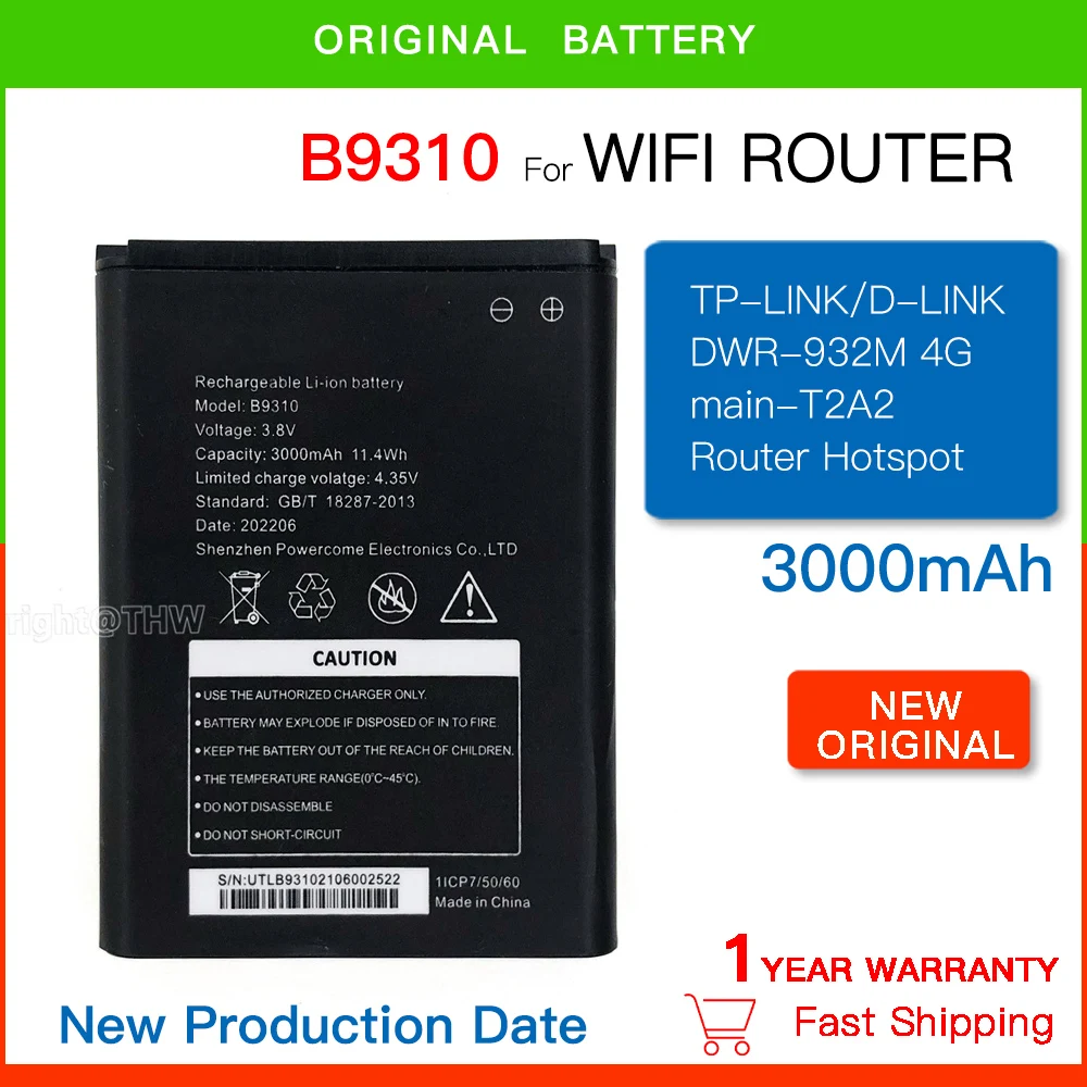 Nuova Batteria Ricaricabile Originale 3000Mah B9310 Per Batterie Di Ricambio Wifi Hotspot Router Tp/D-Link Dwr-932M-4Gmain-T2A2