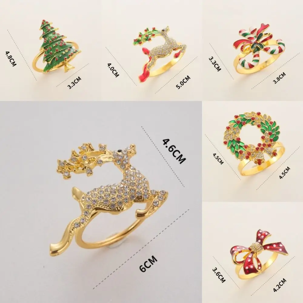 Metal Gold Napkin Ring Elk Garland Holder Christmas Decor