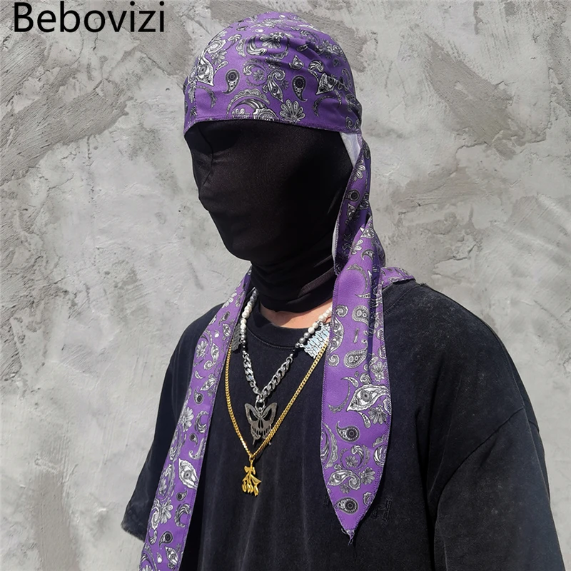 Satin Men Cashew Flowers Cap Hip Hop Du Doo Rag Durag Turban Streetwear ...