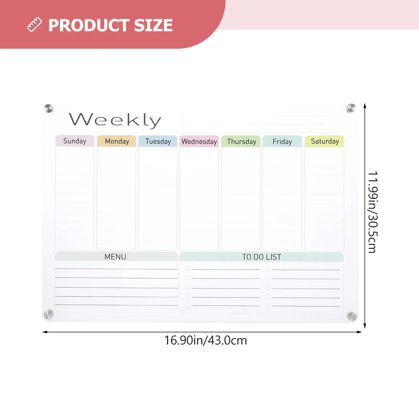 자석 아크릴 냉장고 메시지 보드 드라이 이레이즈 스케줄 플래너 화이트보드 주방 사무실 가정용 캘린더 알림