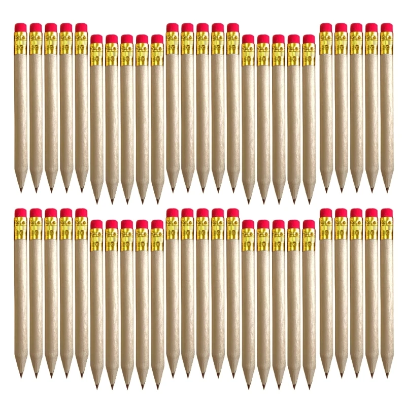 50 Stück kleine Bleistifte mit Radiergummi, große Mini-Bleistifte für Kinder, Erwachsene, Schule, Büro