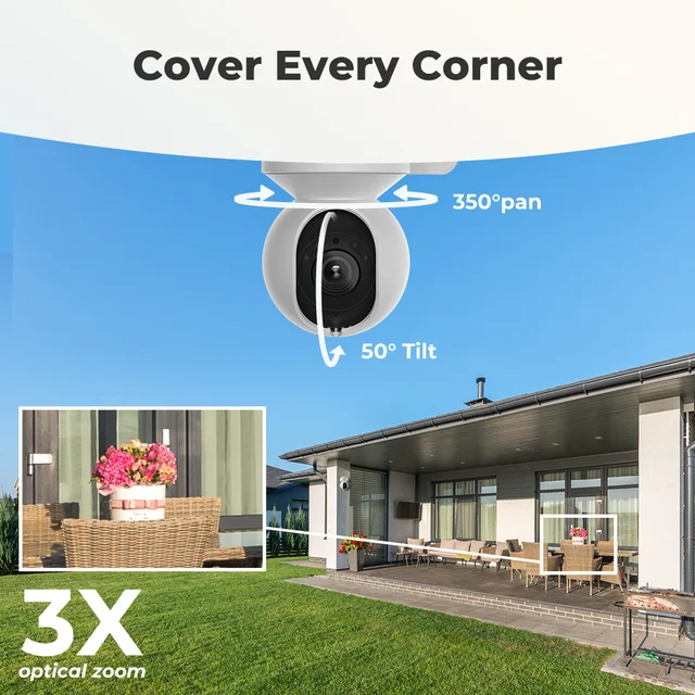 Reolink E1 Outdoor 5MP WiFi Camera Human/Car Detection IP Camera PTZ 2-Way Audio Color Night Vision Home Video Surveillance 2
