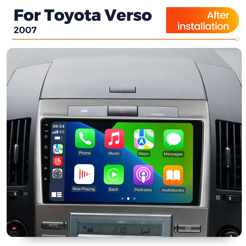 Wireless Carplay Android 14 Car radio For Toyota Verso 2004-2009 Autoradio Multimedia Video Player GPS Head Unit BT Android Auto