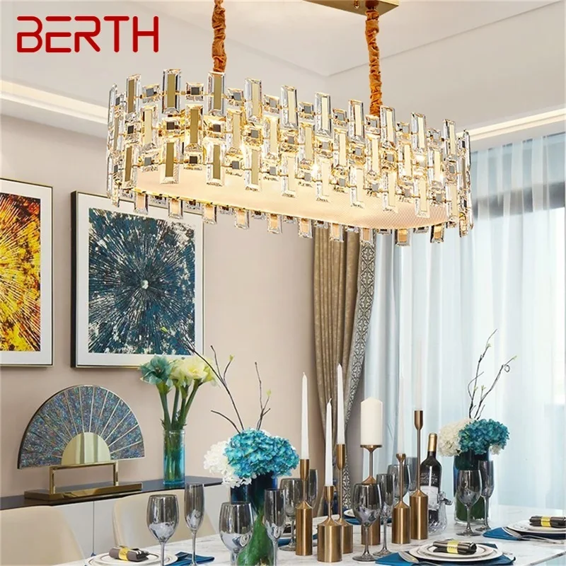 

BERTH Postmodern Pendant Light Creative Gold Chandelier LED Luxury Crystal Lamp for Home Decoration