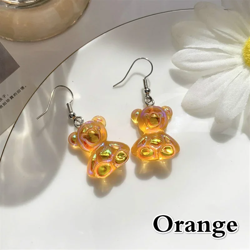 Women Transparent Bear Animal Stud Earrings Three-dimensional Jewelry Fashion Ear Accessory Ldies Praty Dress Decoration