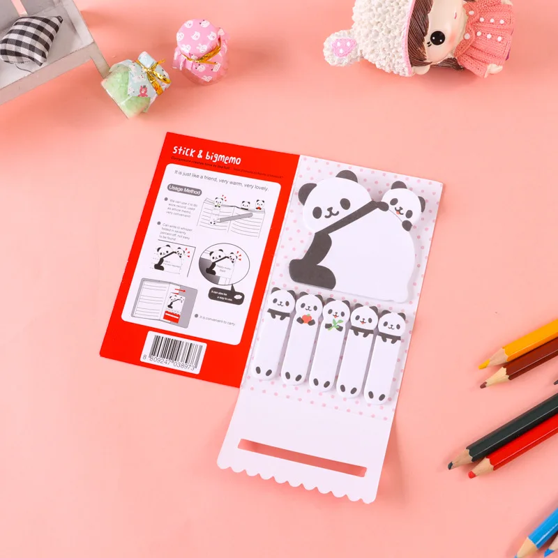 

MOHAMM 120 Sheets Cartoon Panda Sticky Notes Page Markers Flags for Reminders Students Supplies School Office