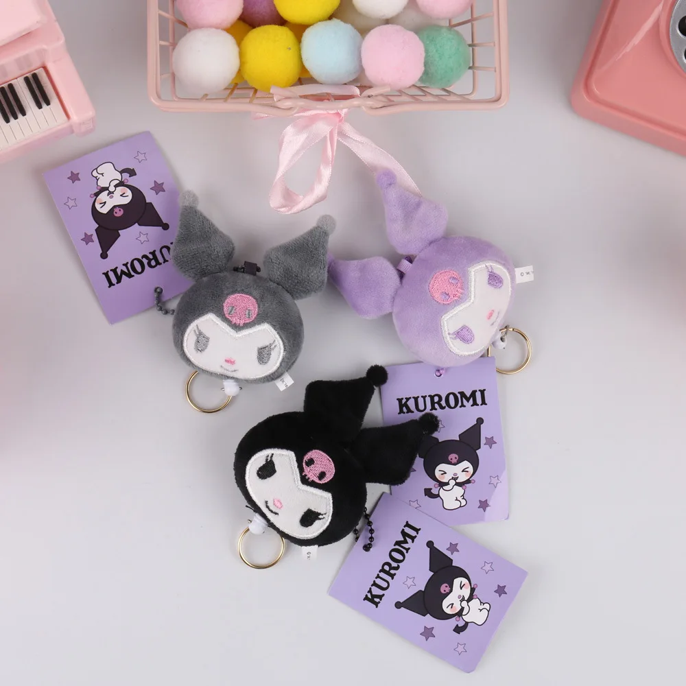 Kawaii Kuromi porte-clés peluche mélodie peluches cannelle poupée  porte-clés Kuromi femmes sac pendentif accessoires jouet cadeau LT0066