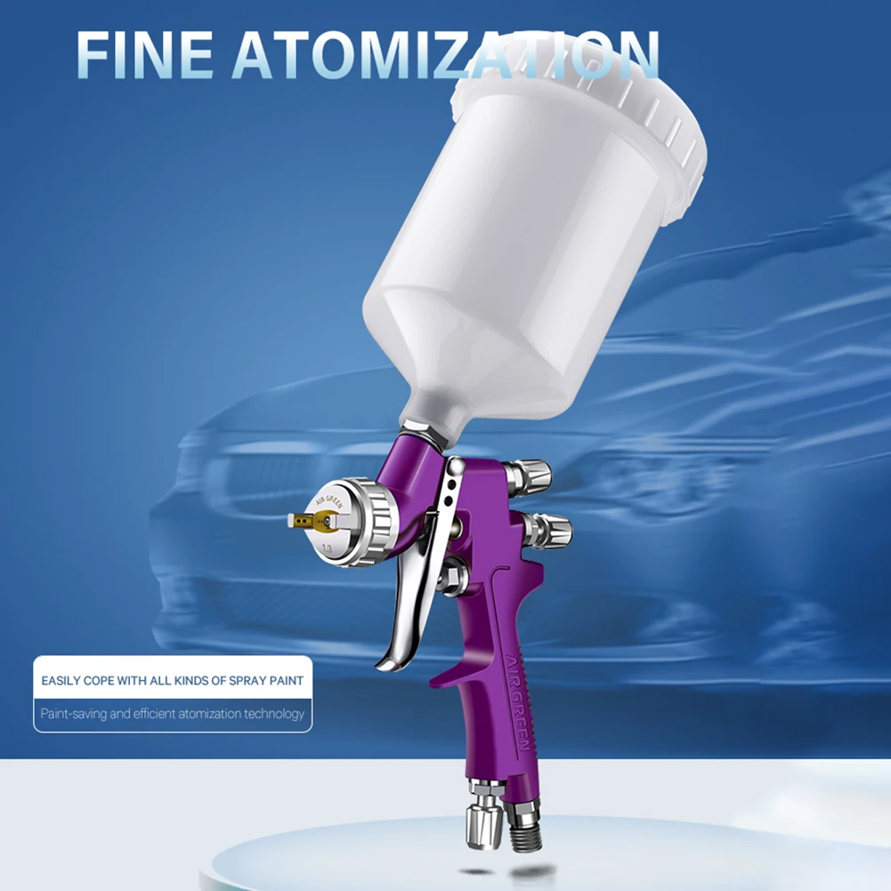 HVLP Pneumatic Gravity Feed Spray Gun 1.3MM Nozzle Portable Car Paint Spray Gun Tool Car/Furniture Oil Paint Repair