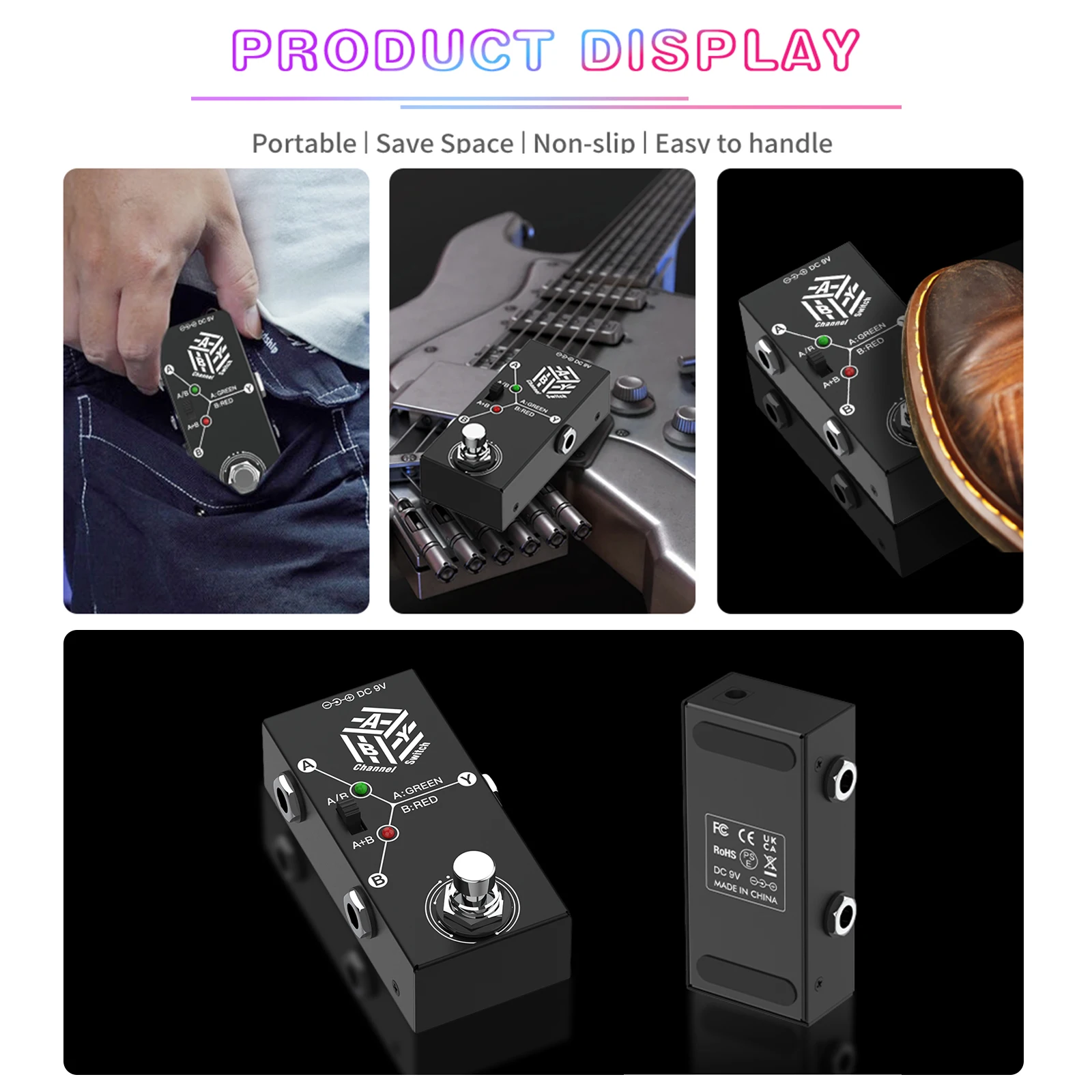 Guitar Pedals ABY Box Line Selector AB Switch Mini Guitar Effect Pedal Bidirectional Transmission Metal Casing Anti-slip