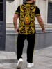 Summer Men's Short Sleeve And Trousers Lion Print Luxury Retro Casual Style Men's Suit Trend Pants And Short Sleeve 2 Piece Set 5