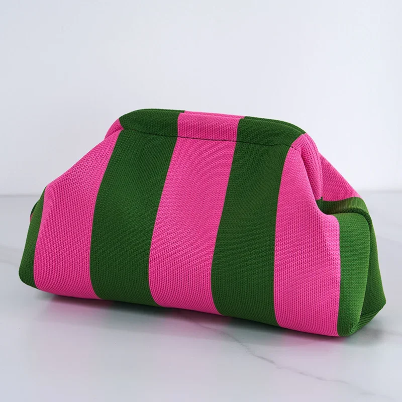 Beach Clutch Bag Summer Beach Clutch Bag for Women Woven Crochet Handbags Purses Knitting Dumpling Clutch Ruched Cute Cloud Casual