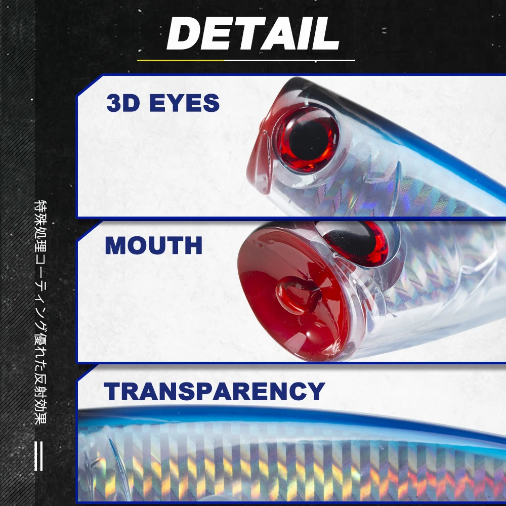 D1 Topwater Popper Fishing Lures 110mm 20g Floating Wobblers Long Casting Artificial Hard Baits Sea Fresh For Seabass Pike