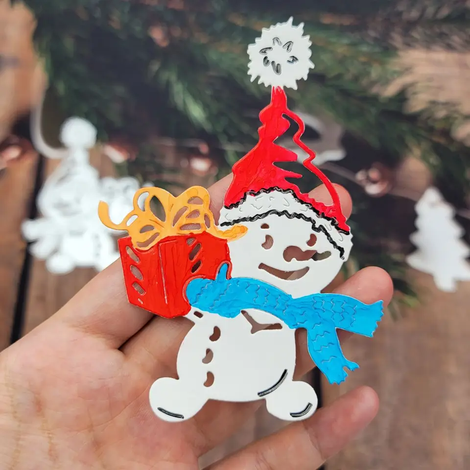 Acheter Matrices De Découpe En Métal, Motif Artistique De Bonhomme De Neige, Câlin De Noël, Bricolage, Scrapbooking, Pochoir De Gaufrage, Modèle D'album Artisanal En Papier