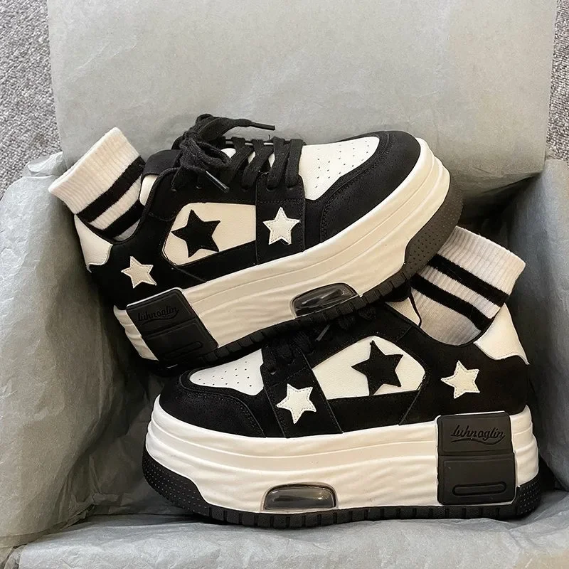 2025 New Women's Sneakers Star Skateboard Trainers Mesh Platform
