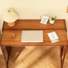 Comfort corner Collapsible Desk for Small Spaces,Bamboo Folding Writng Working Computer Desk,Expandable Design with Shelves 5