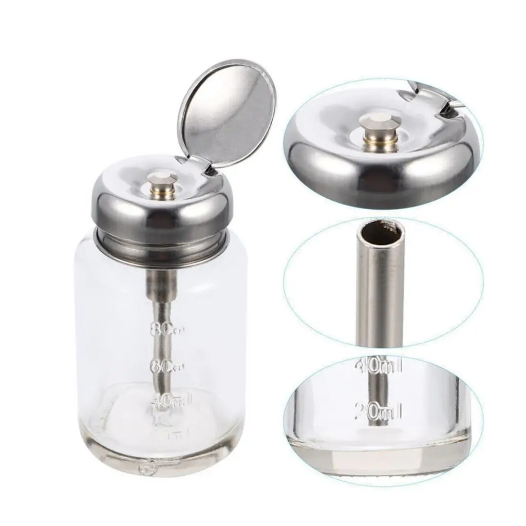 Liquid Pump Dispenser Press Type Bottle Clear Container with Top Cap Professional Empty Refillable Bottle for Makeup Remover