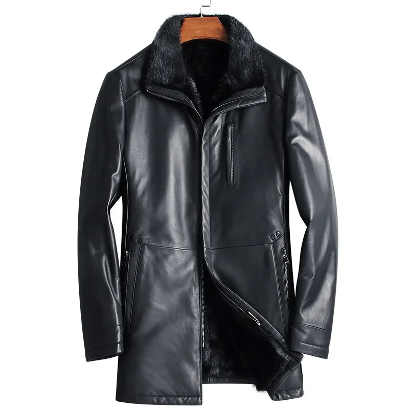 

Leather and Fur Jackets Men Real Mink Fur Coat Male Clothing Thick Natural Sheepskin Coats Men's Winter Jacket Veste Cuire Homme