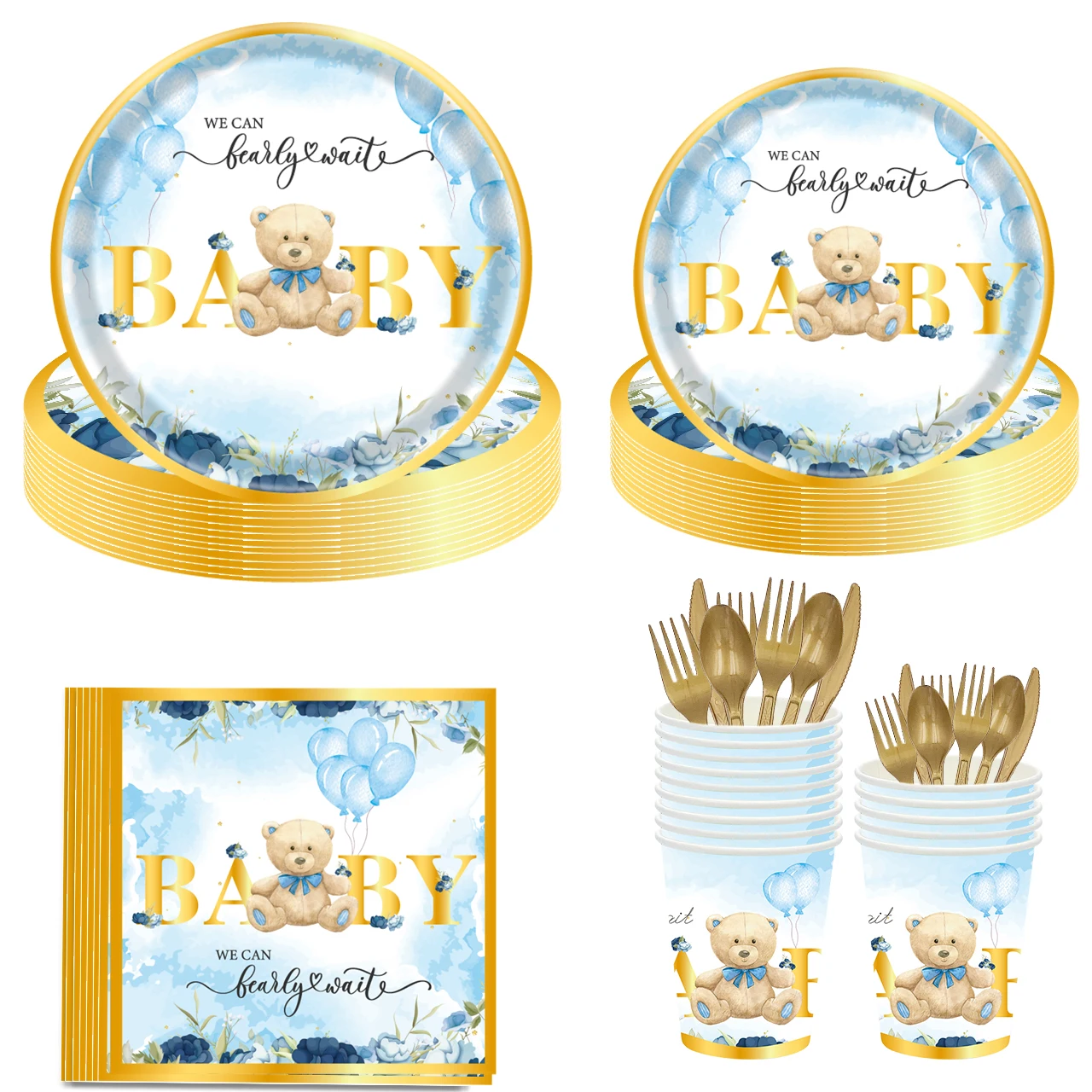 Teddy-Bear-Theme-Birthday-Decorations-For-Party-Disposable-Tableware