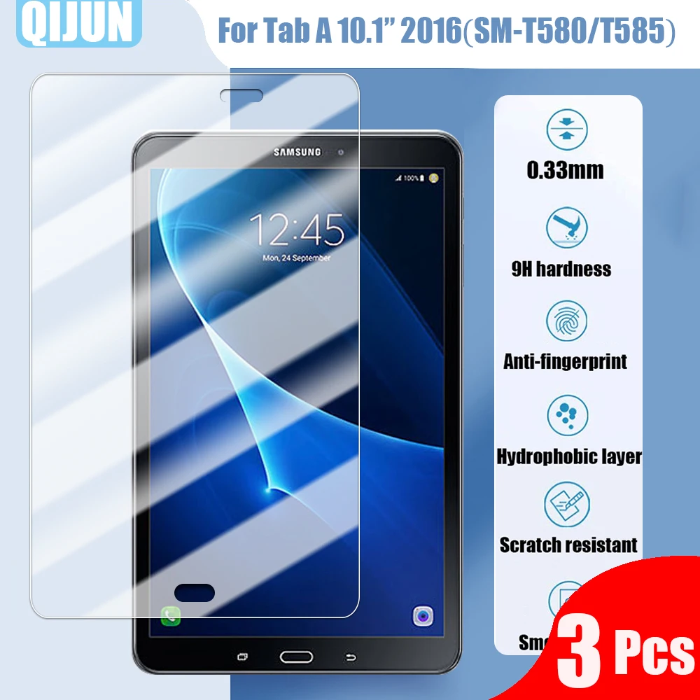 

Tablet Tempered glass film For Samsung Galaxy Tab A 10.1" 2016 Explosion proof and scratch Anti fingerprint 3 Pcs SM-T580 T585