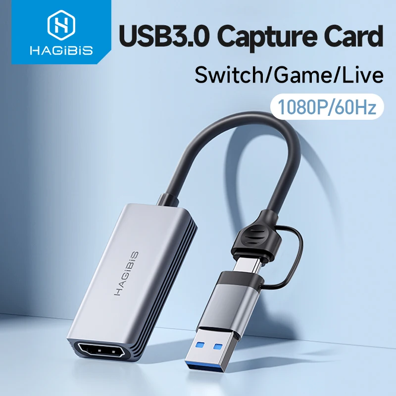 Hagibis-cartão de Captura de Vídeo Usb 3.0 Compatível com Hdmi Usb Tipo-c Game Grabber Gravar Ms2130 para Switch Xbox Ps4 Transmissão ao Vivo