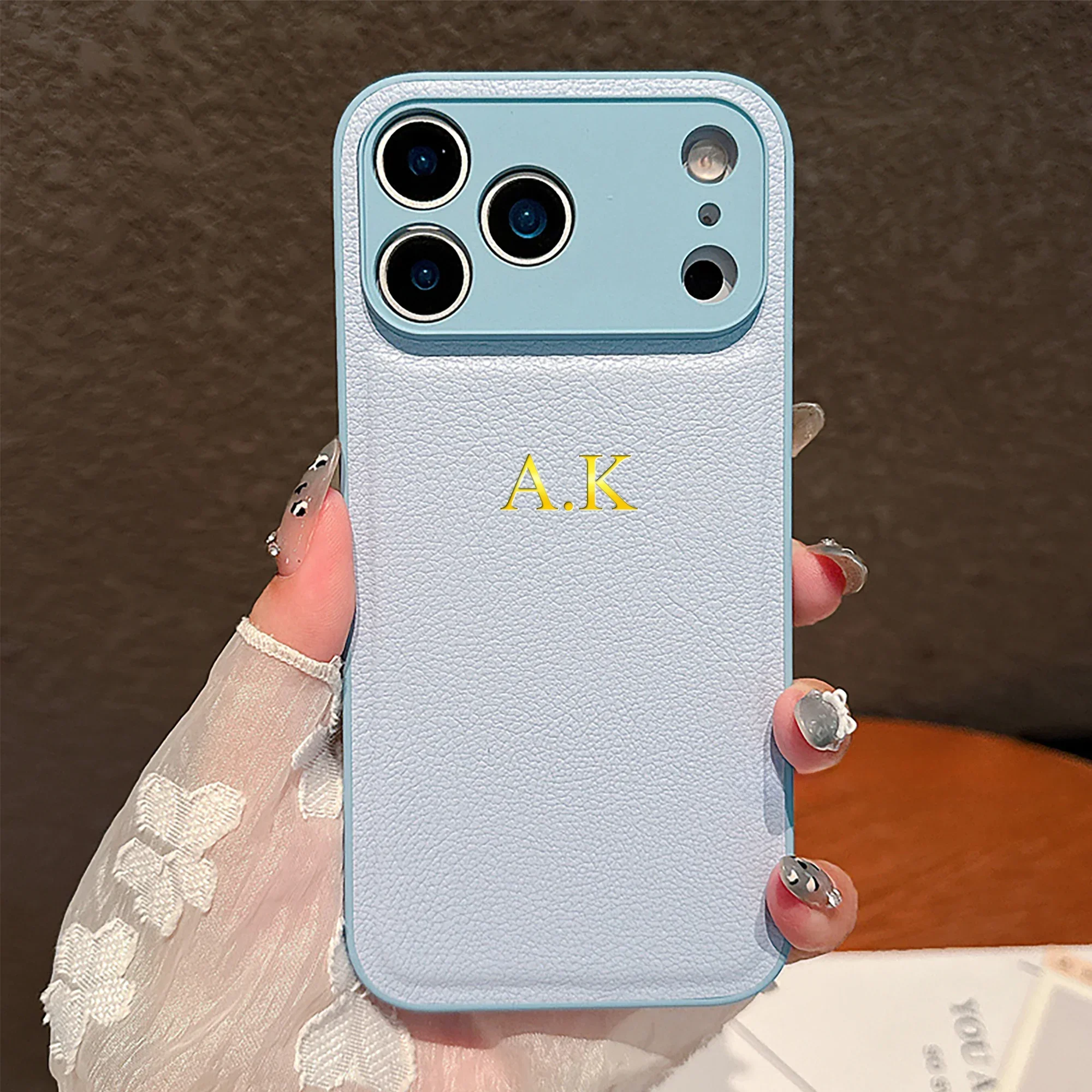 Personalized Luxury Classic Faux Leather Case with Gold Hot Foil Engraving