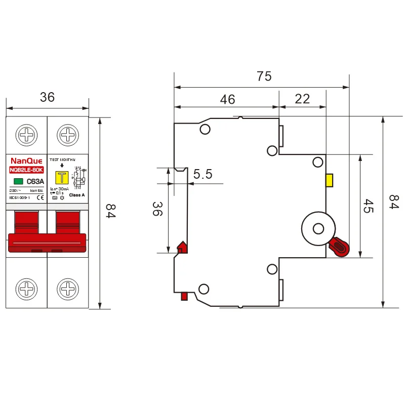 Type Een Rcbo Dc Leackage Protector Klasse Een Rcd Mini Aardlekschakelaar Dpn Ac Dc 230V 110V 10A 16A 25A 32Amp