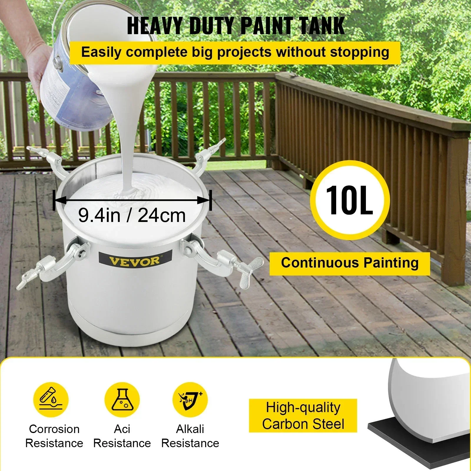 Paint Sprayer Tank 10L 2.5 Gallon for Home Exteriors Commercial Painting
