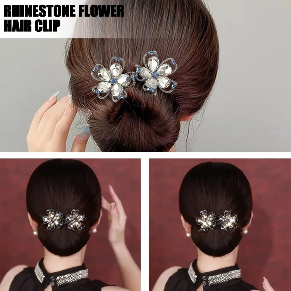 

Women Large Crystal Flower Hair Clip Manual Elegant Accessories Barrette Headband Girls Hair Ponytail Rhinestone Hairpin Cl C2C2